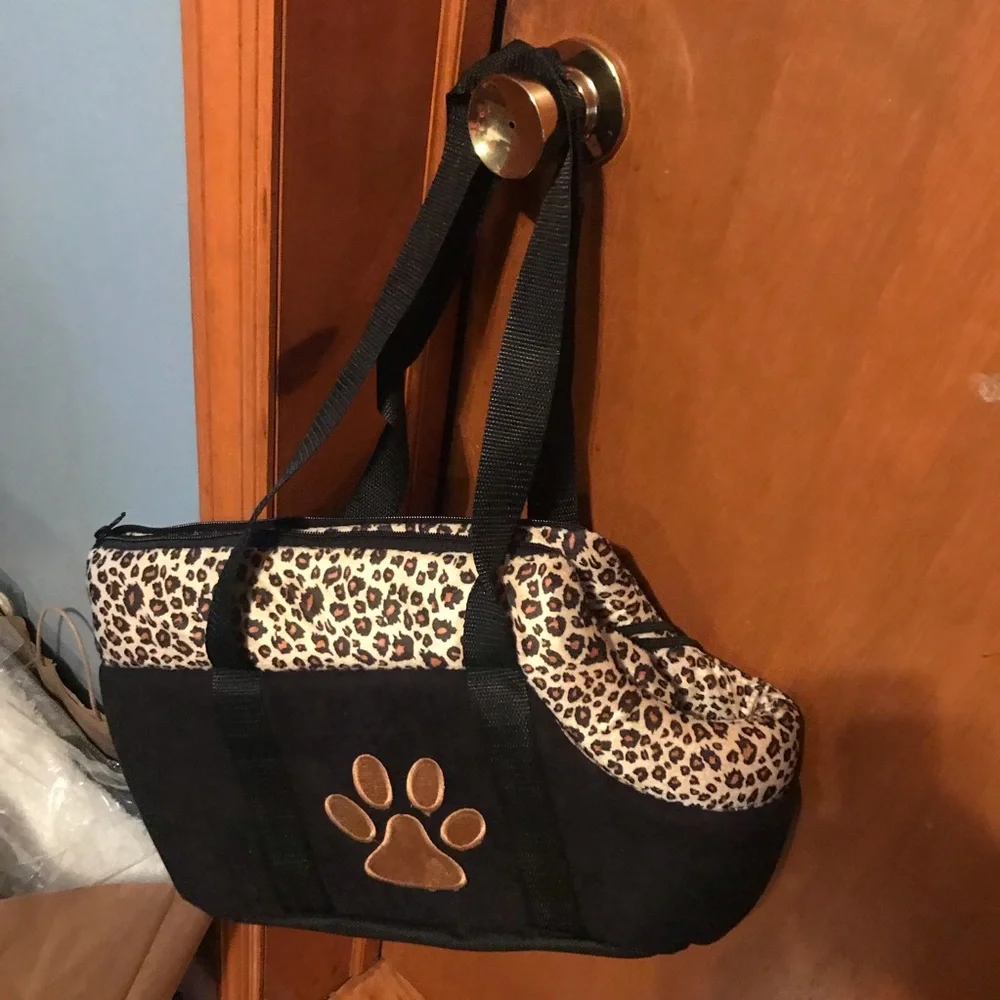 Dog paw print leopard print carrier